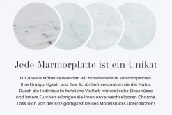 Runder Esstisch ELEGANCIA 100cm messing weiß Marmor Eisen mit Säulenfuß