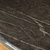 Runder Esstisch ELEGANCIA 130cm schwarz Marmor chrom Stahl mit Säulenfuß