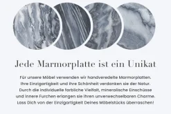 Runder Esstisch ELEGANCIA 130cm schwarz Marmor chrom Stahl mit Säulenfuß