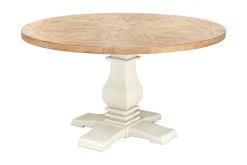 Runder Esstisch HAMPTONS 140cm hellbraun creme recycelte Pinie Massivholz