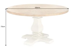 Runder Esstisch HAMPTONS 120cm hellbraun creme recycelte Pinie Massivholz