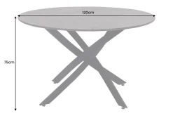 Runder Esstisch HELIX 120cm grau Beton-Design schwarze Metallbeine Sterngestell