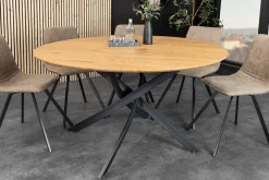Runder Esstisch HELIX 120cm natur Wildeiche schwarze Metallbeine Sterngestell