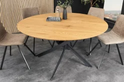 Runder Esstisch HELIX 120cm natur Wildeiche schwarze Metallbeine Sterngestell