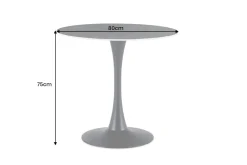 Runder Esstisch LYON 80cm anthrazit Marmor Keramik Bistrotisch schwarzer Säulenfuß