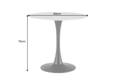 Runder Esstisch LYON 80cm weiß Marmor Keramik Bistrotisch schwarzer Säulenfuß
