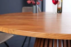 Runder Esstisch MAISON JADE 140cm natur Akazie Massivholz Säulenfuß