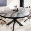 Runder Esstisch MOUNTAIN SOUL 120cm schwarz grau Naturstein Eisen Sterngestell