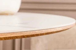 Runder Esstisch ORGANIKO 120cm weiß natur Eichenholz Keramik Marmor