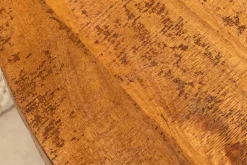 Runder Esstisch THOR 140cm natur massives Mangoholz schwarzes Metallgestell