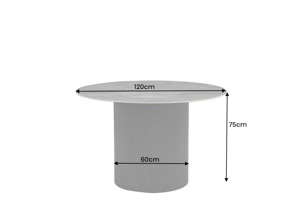 Runder Esstisch UNIQUE 120cm schwarz Keramik mit Säulenfuß