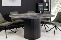 Runder Esstisch UNIQUE 120cm schwarz Keramik mit Säulenfuß