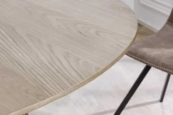Runder Esstisch VALHALLA WOOD 140cm grau Eichenholz Säulenfuß