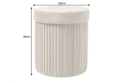 Runder Hocker ÉLAN 40cm champagner greige Samt faltbar mit Stauraum