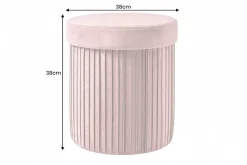 Runder Hocker ÉLAN 40cm rosa Samt faltbar mit Stauraum