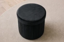 Runder Hocker ÉLAN 40cm schwarz Samt faltbar mit Stauraum
