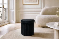 Runder Hocker ÉLAN 40cm schwarz Samt faltbar mit Stauraum