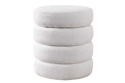 Runder Hocker VOGUE 50cm creme weiß Bouclé Polsterhocker mit Stauraum