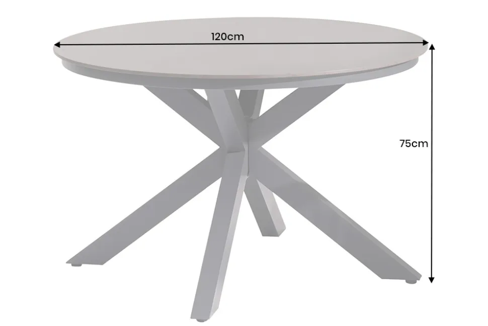 Runder In- und Outdoor Esstisch GALAXY 120cm graphit Keramik anthrazit Aluminium Gartentisch