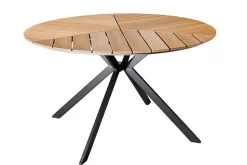 Runder In- und Outdoor Gartentisch DESIGNO 120cm natur Holz-Design anthrazit Metall