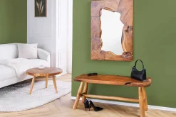 Runder Massivholz Couchtisch MOSAIK 60cm natur Teak Baumstamm handmade