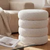 Runder Polsterhocker VOGUE 40cm weiß Bouclé mit Stauraum