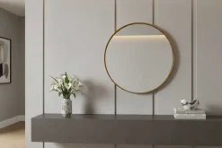 Runder Wandspiegel PORTRAIT 75cm gold mit Metallrahmen