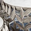 Rundes 2er Set Couchtische ABSTRACT LEAF 70cm weiß silber Marmor Metall Blatt-Design