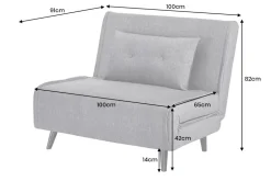 Schlafsessel SMART MULTIFUNCTION 100cm grau Vogue Seiden Samtstoff