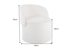 Sessel LUNA 65cm beige Bouclé Polsterhocker mit klappbarer Rückenlehne und Stauraum