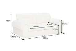 3-Sitzer Sofa SIXTH SENSE 210cm beige Bouclé-Strickstoff mit Nosagfederung und Daunenfedern