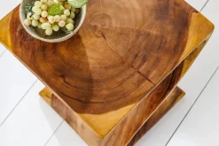 Skulp­tu­raler Beistelltisch HELIX 30cm natur Suarholz handmade in Bali Sitzhocker