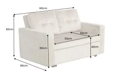 Sofa mit Schlaffunktion SMART 140cm grau hochwertiger Vogue Seiden Samtstoff