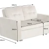 Sofa mit Schlaffunktion SMART 140cm champagner beige hochwertiger Vogue Seiden Samtstoff