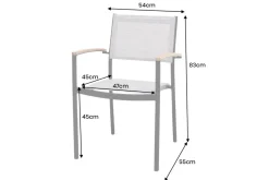 Stapelbarer Gartenstuhl RIO anthrazit grau natur Aluminium Massivholz wetterfest