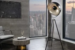 Stehlampe BIG STUDIO 170cm schwarz Blattsilber-Optik Industrial Design