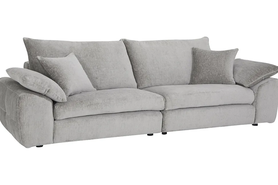 Stilvolles Big Sofa SOHO 260cm grau Chenille 4-Sitzer Couch mit Wellenunterfederung
