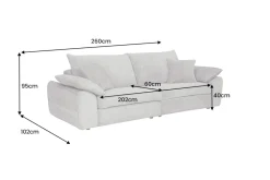 Stilvolles Big Sofa SOHO 260cm grau Chenille 4-Sitzer Couch mit Wellenunterfederung