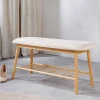 Stilvolle Schuhbank ZEN-BO 90cm natur beige Bambus Regal Sitzbank mit Stauraum