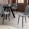 Stilvolles 2er-Set Stühle GLAMM grau Chenille Cremona schwarze Metallbeine