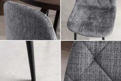 Stilvolles 2er-Set Stühle GLAMM grau Chenille Cremona schwarze Metallbeine