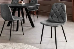 Stilvolles 2er-Set Stühle GLAMM anthrazit Samt schwarze Metallbeine