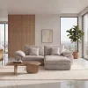 Stilvolles Sofa SOHO 225cm beige Chenille 3-Sitzer Couch mit Wellenunterfederung