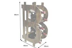 Stilvolles Weinregal BITCOIN 70cm natur Holzregal für 10 Flaschen und 4 Gläser