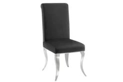 Stuhl MODERN BAROCK DELUXE schwarz Samt mit silbernen Edelstahlbeinen