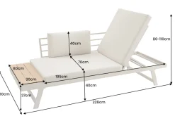 Verstellbare Gartenlounge MODULAR MIAMI 230cm champagner greige Gartensofa oder Gartenliege
