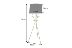Vielseitige Stehlampe WARDROBE 175cm gold schwarz Garderobe mit Stoffschirm Metall