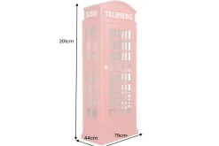 Vintage Barschrank TELEPHONE 200cm rot Mangoholz massiv englische Telefonzelle Vitrine