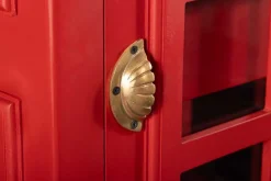 Vintage Barschrank TELEPHONE 200cm rot Mangoholz massiv englische Telefonzelle Vitrine