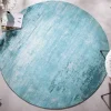 Vintage Teppich MODERN ART 150cm türkis verwaschen rund Used Look